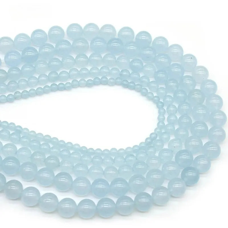 Blue Jade Beads – Genuine Natural Round Loose Beads For Bracelet Necklace DIY Jewelry Making