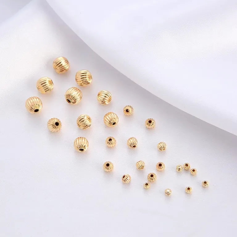 14K gold melon beads handmade DIY jewelry accessories loose beads color-preserving hollow melon beads lantern beads pumpkin gold beads