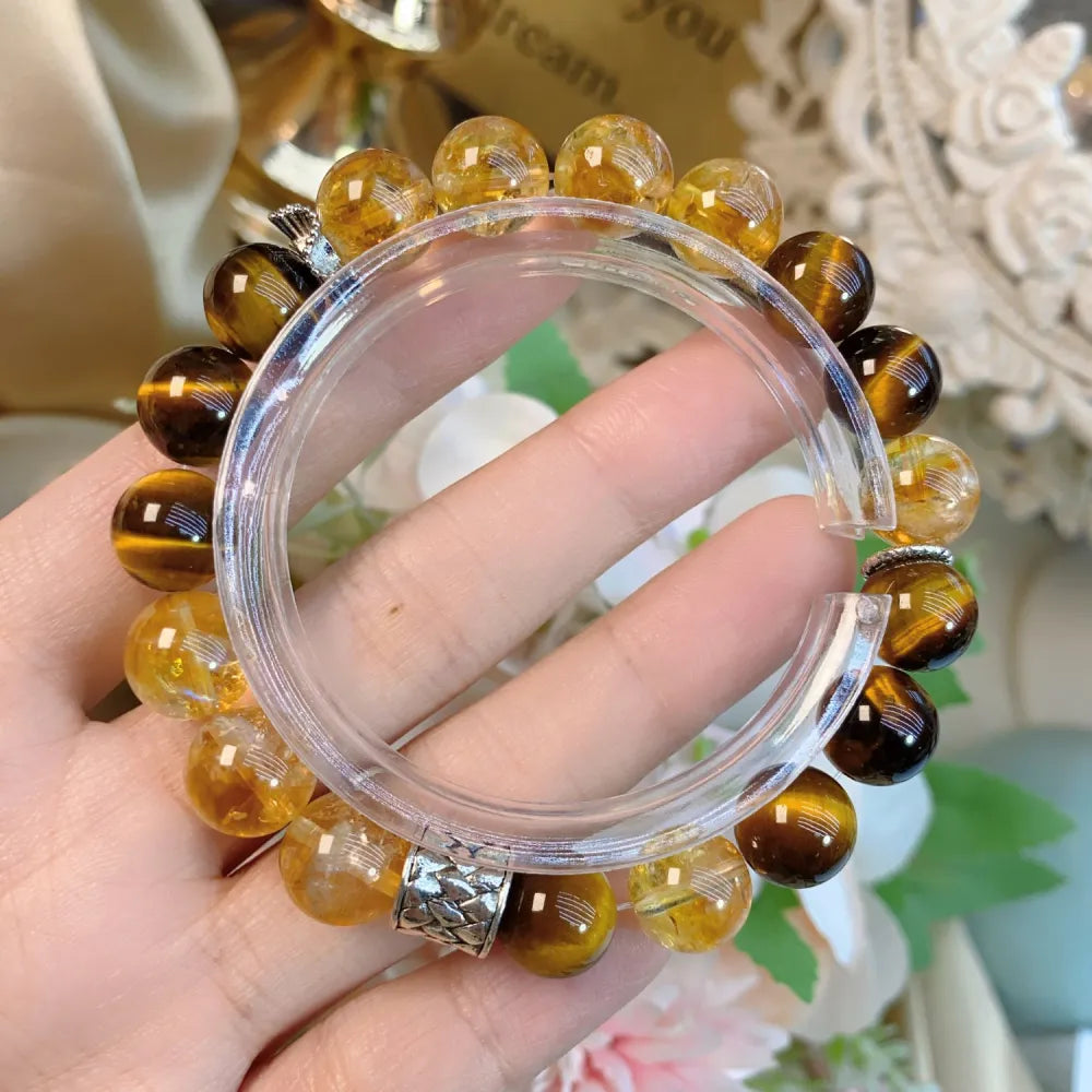 Prosperous Glow – Citrine & Tiger’s Eye Bracelet for Wealth & Energy