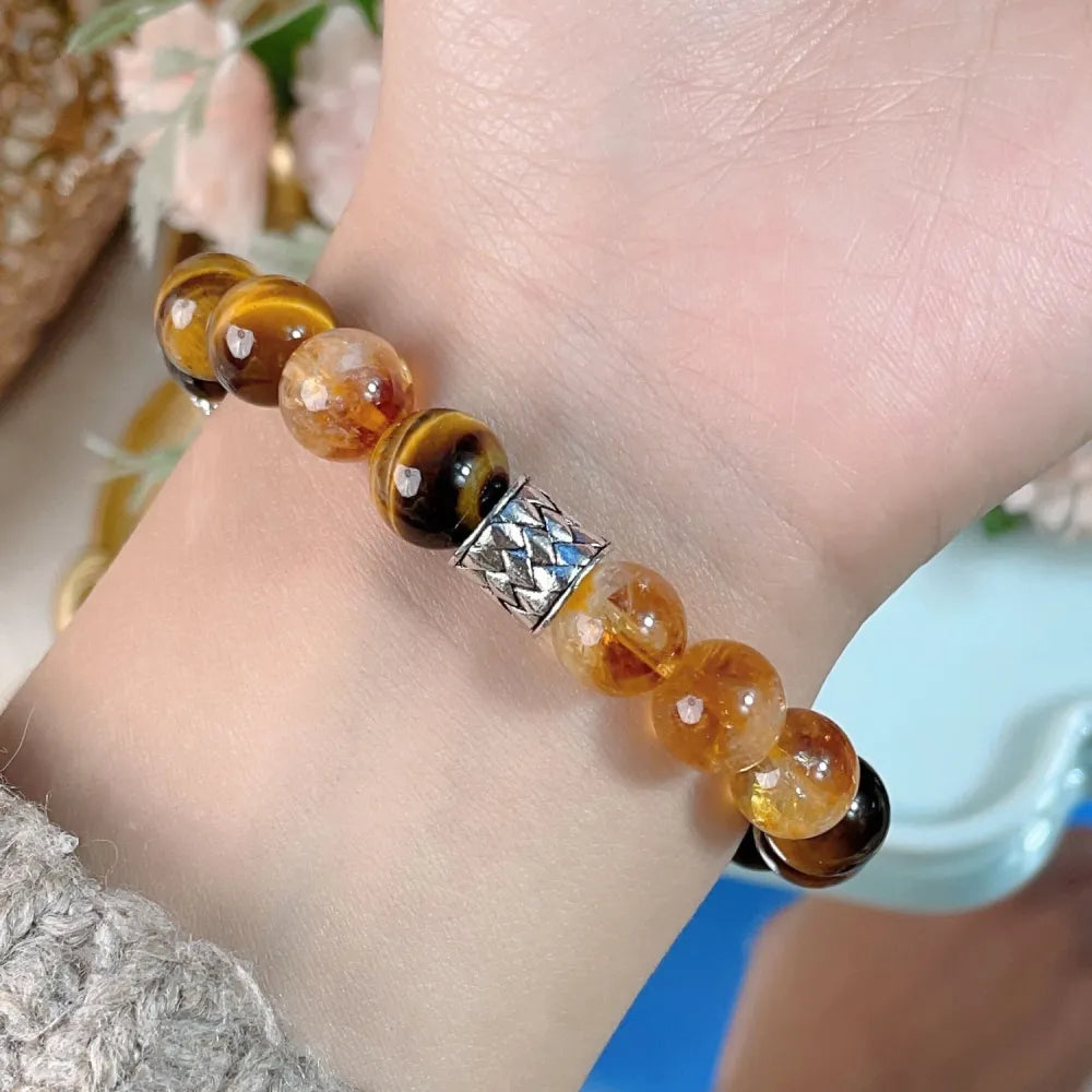 Prosperous Glow – Citrine & Tiger’s Eye Bracelet for Wealth & Energy