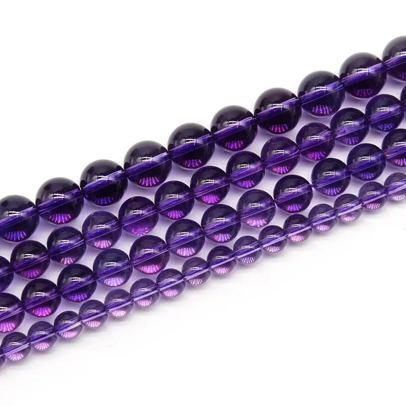 Uruguayan Amethyst Beads – Genuine Natural Round Loose Beads For Bracelet Necklace DIY Jewelry Making