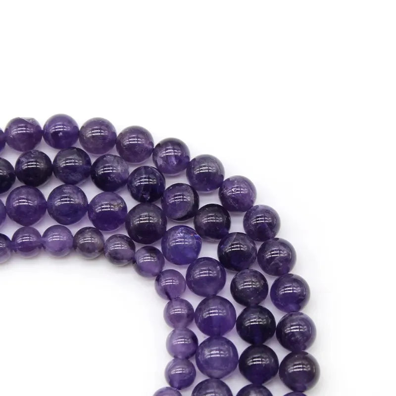 Amethyst Beads – Genuine Natural Round Loose Beads For Bracelet Necklace DIY Jewelry Making