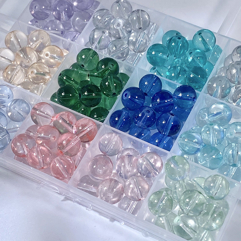 10mm glass beads DIY beaded ice natural spar【Each color is romantic】